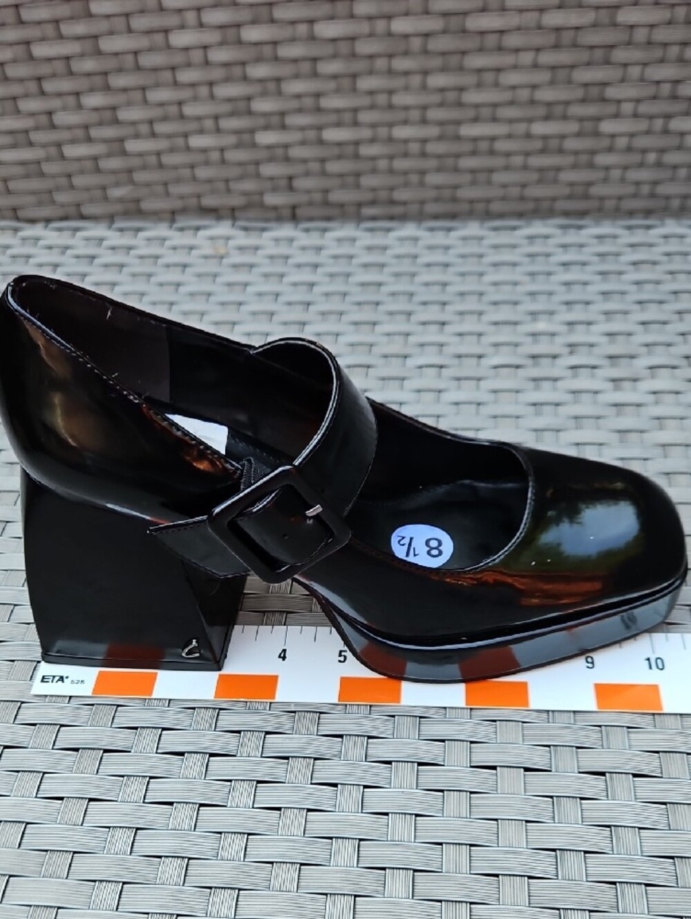 Circus NY Sam Edelman Khiara Platform Black Patent Mary Jane Block Heels Pump - Picture 14 of 17